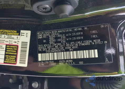 2021 Toyota Highlander L из США, поврежденный, VIN 5TDCZRAH5MS082175